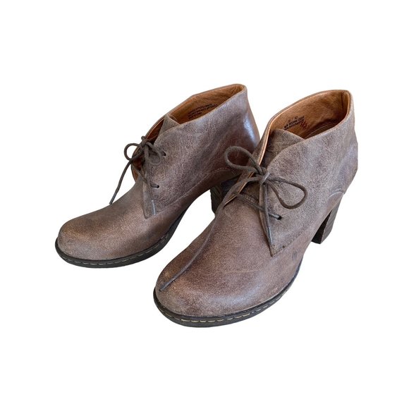 Born Ramsey Ankle Platform Boot 10/42 Brown Leather Oxford Lace Up Block Heel - Picture 3 of 15